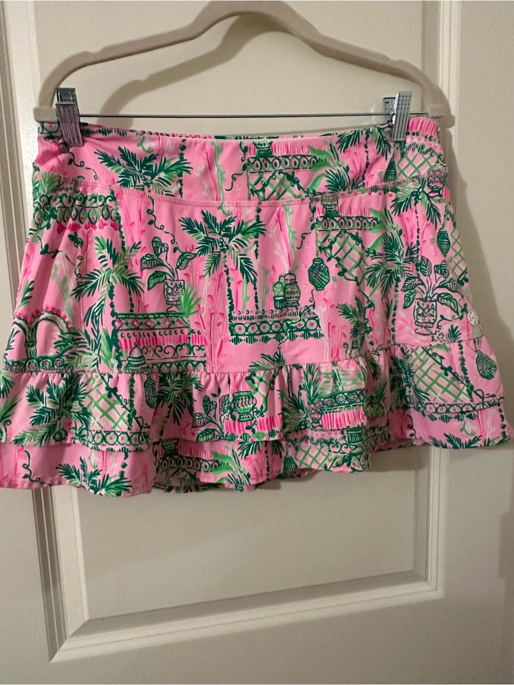 Lilly Pulitzer Pink & Green Tropical Ruffle Mini Skirt